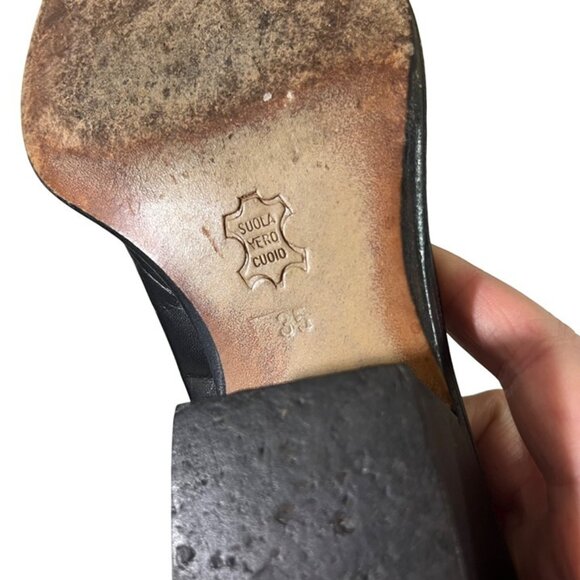 Kenneth Cole women's shoes 35 US 5 black leather slip on pointy toe block heel - Picture 6 of 8